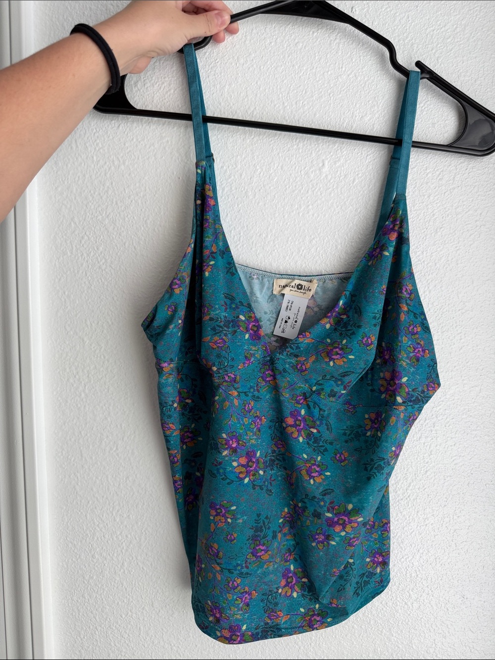 NWOT Natural Life Teal Floral Cami Tank Top